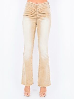 American Bazi V-Cut Ruched Flare Pants